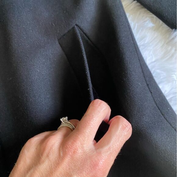 J. Crew Melton Wool Coat Black Hooded Zip Front Womens Size 4P - Picture 7 of 10